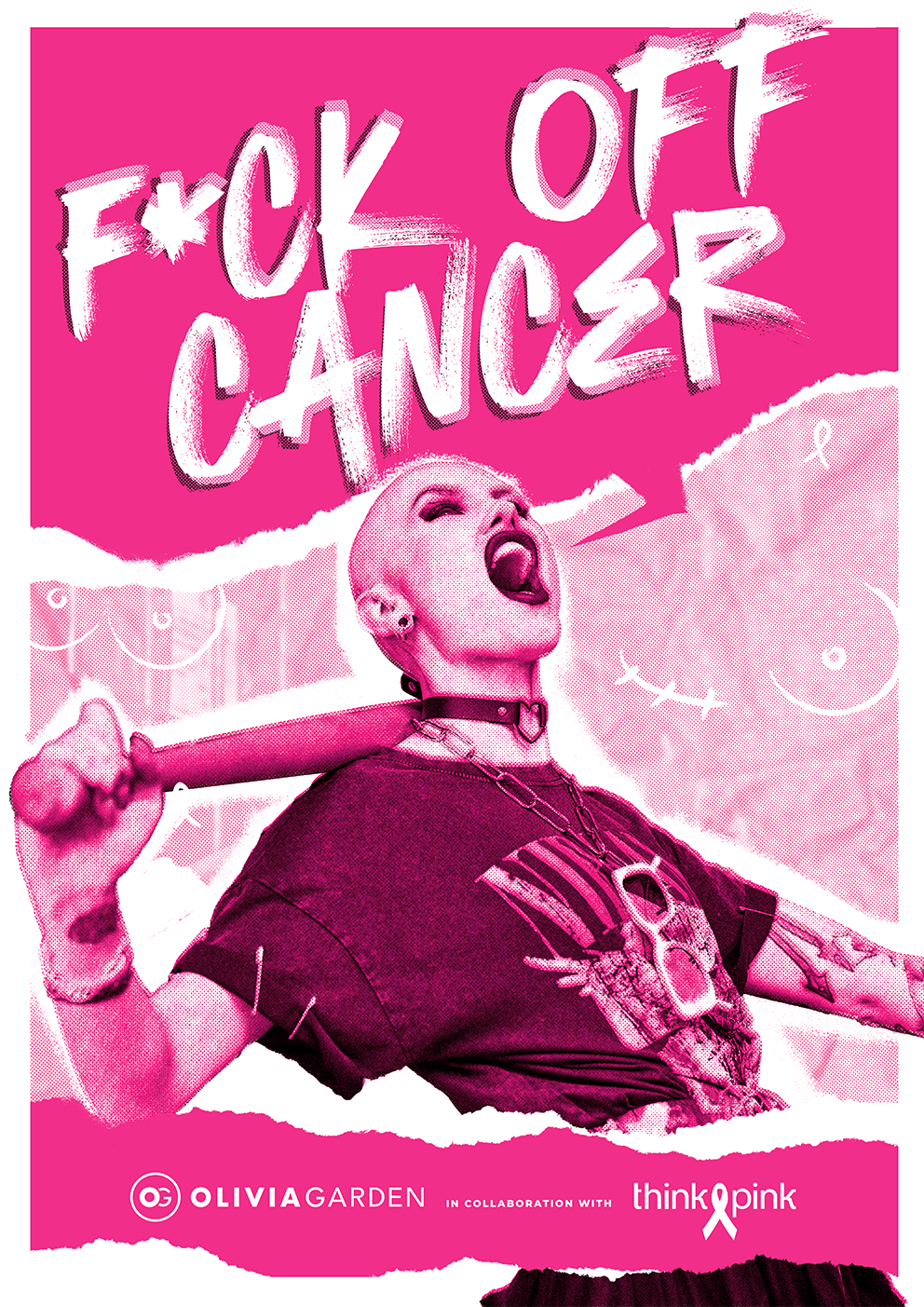 Poster -- Kampagne ---- FCKOFFCANCER Olivia Garden Think Pink